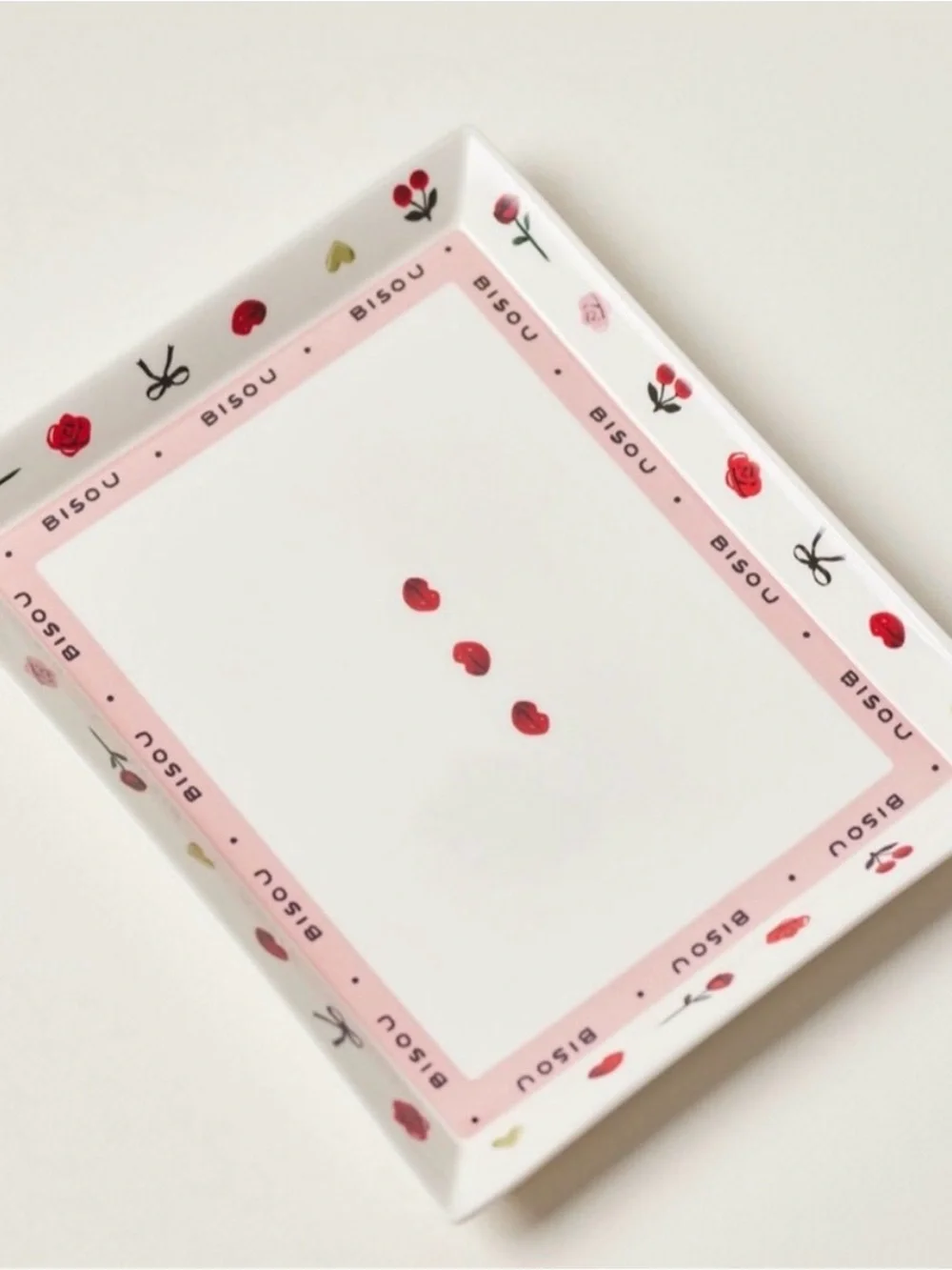 Anthropologie Amour Ceramic Heart Trinket Tray | Ivory | NIB